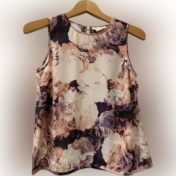 CYNTHIA ROWLEY 💯 silk floral tank top - Picture 1 of 6